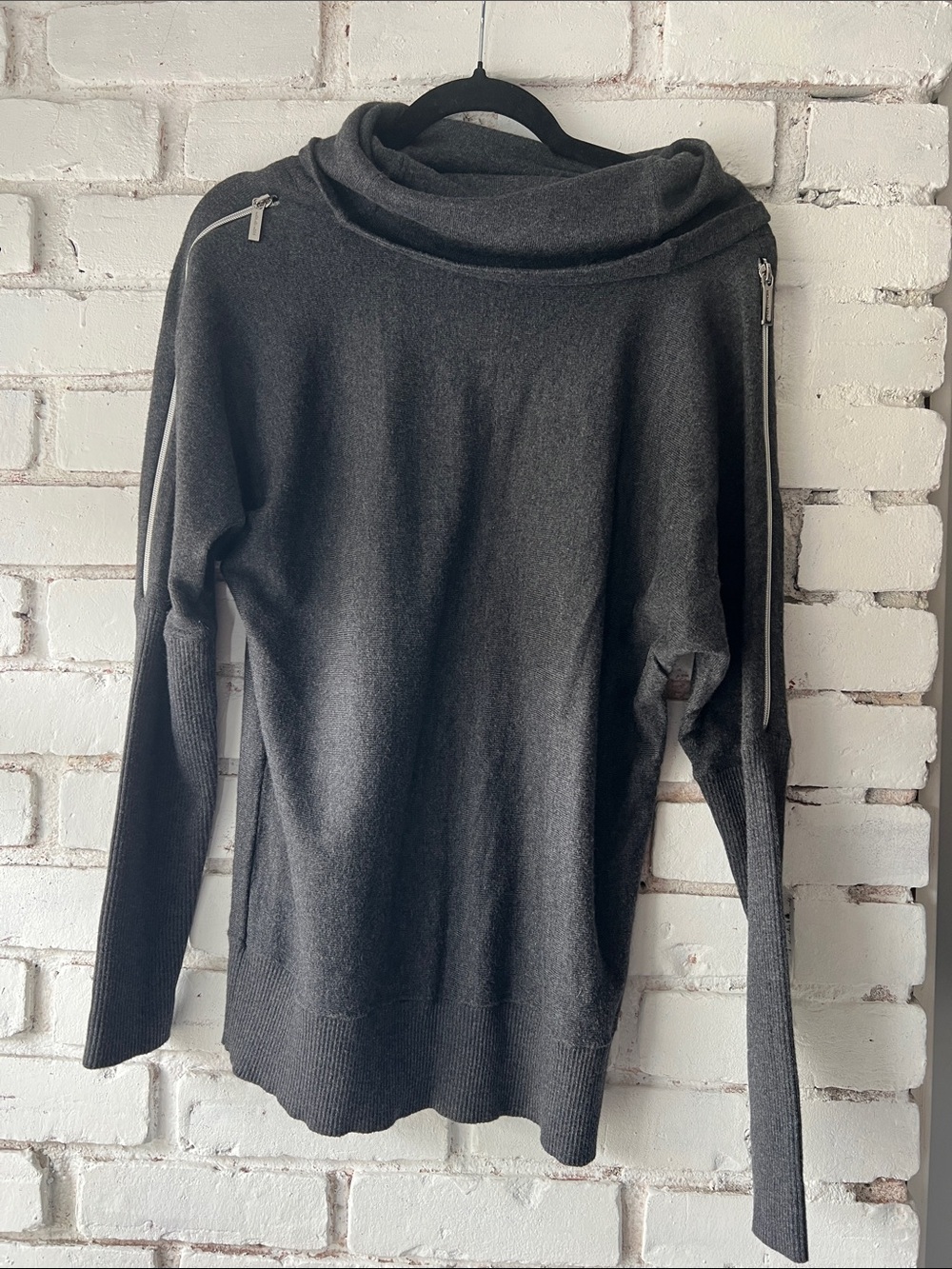 Michael Kors Black Cowl Neck Sweater with Shoulder Zips​